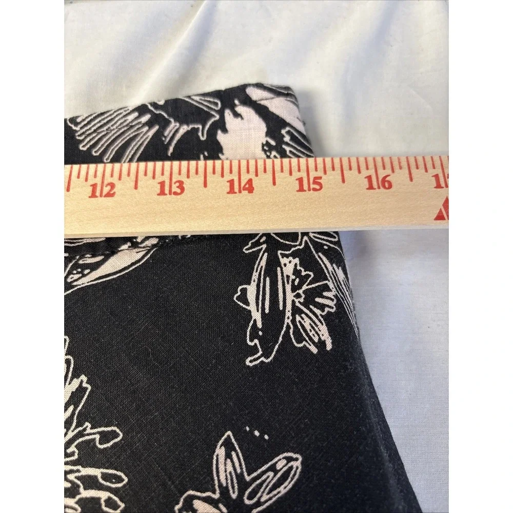 Merona Womens A Line Skirt Size 2 Black Floral Linen Canvas Lined Knee Length